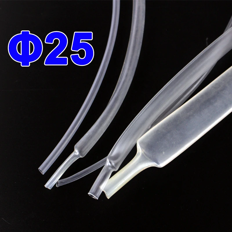 1Meter/lot 25mm Ultra thin Transparent Clear Heat Shrink Tube