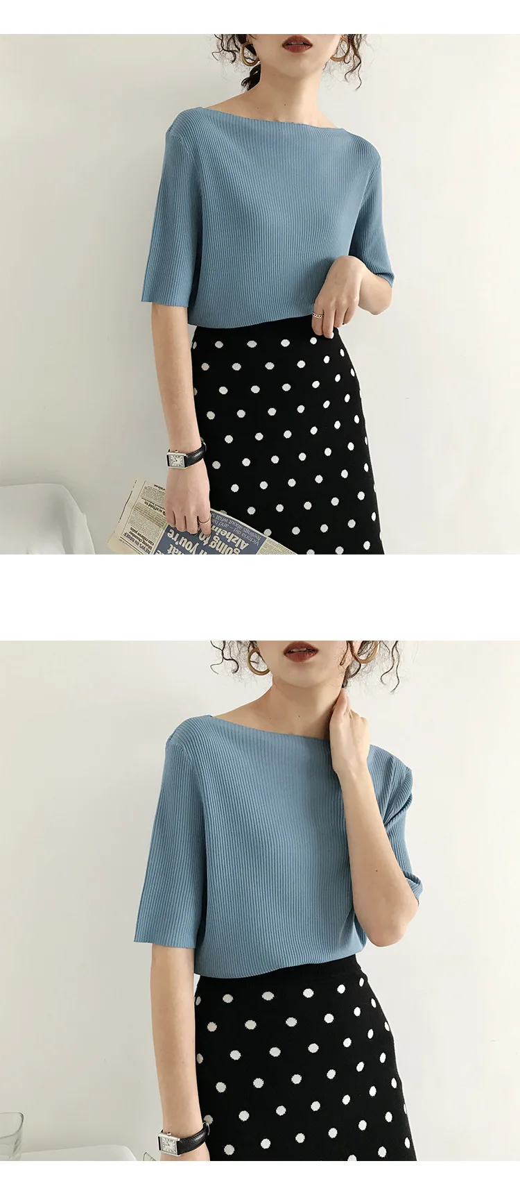 Новые летние женские рубашки, Вязаные Рубашки, женская модная одежда T01