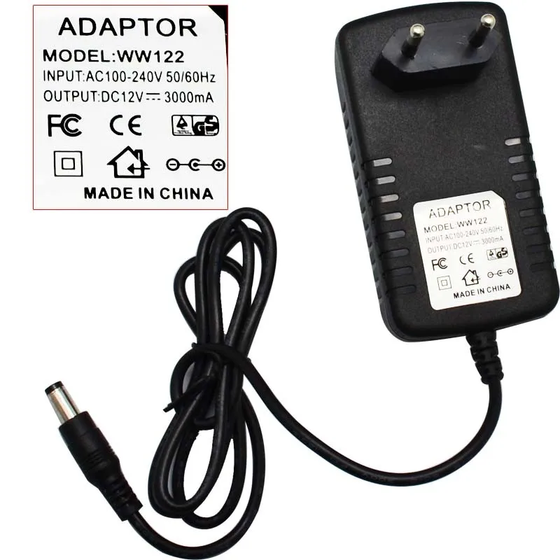 Светодиодный адаптер питания AC100-220V-DC12V 3A, светодиодный трансформатор для smd 5050 3528 5630 rgb, светодиодный светильник с европейской вилкой