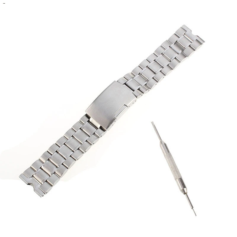 Silver 22mm Stainless Steel Metal Watch Band Strap Bracelet For