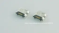 1000 шт./Лента Micro USB 2,0 разъем b Тип 5pin SMT женский приёмный, правый угловой 2 опорные шпильки SMD PCB reflow припой