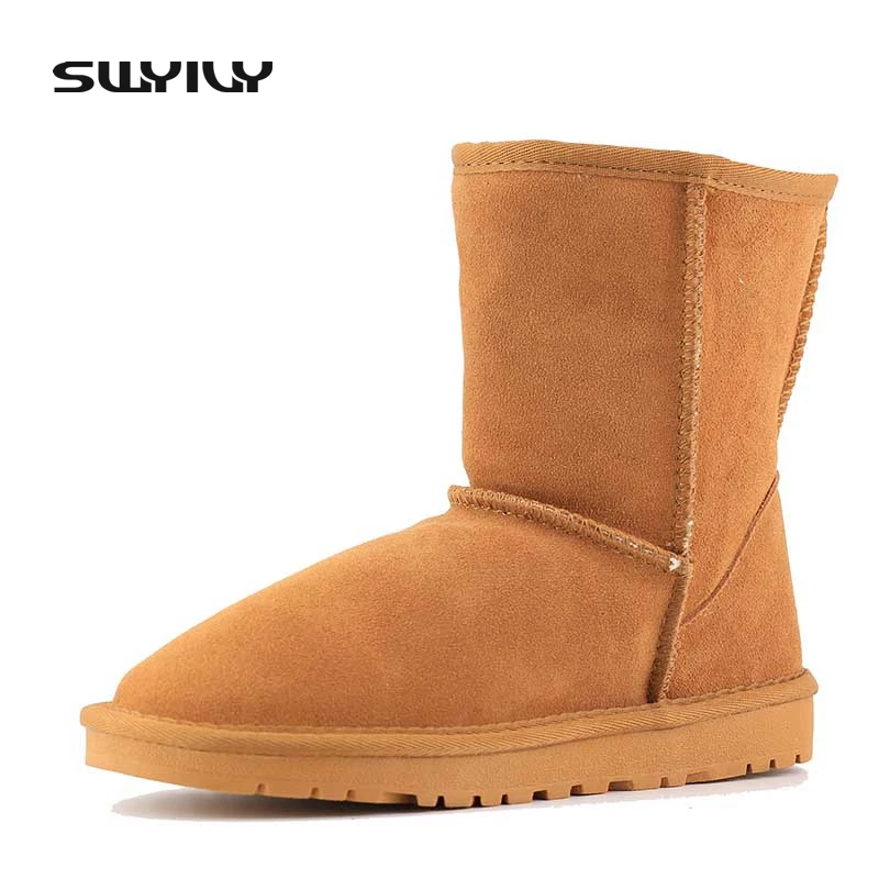 Women Winter Boots Snow Boots Short Winter Ankle Boots Genuine Leather Shoes Plush Warm Botas Femininas Plus Size 40-45