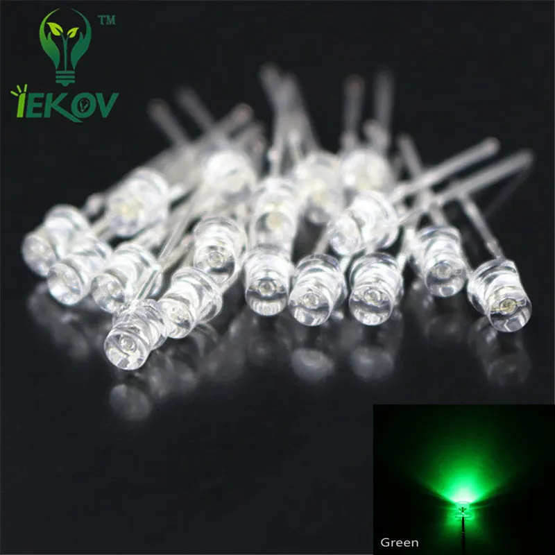 1000pcs LED 3MM Flat Top green LEDS Wide Angle Urtal Bright Light Bulb Lamp Emitting Diodes Electronic Components | Освещение