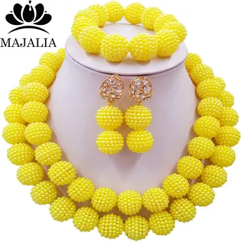 

Majalia Fashion Classic Nigeria Wedding African Beads Jewelry Set Yellow Crystal Necklace Bridal Jewelry Sets 2CA0018