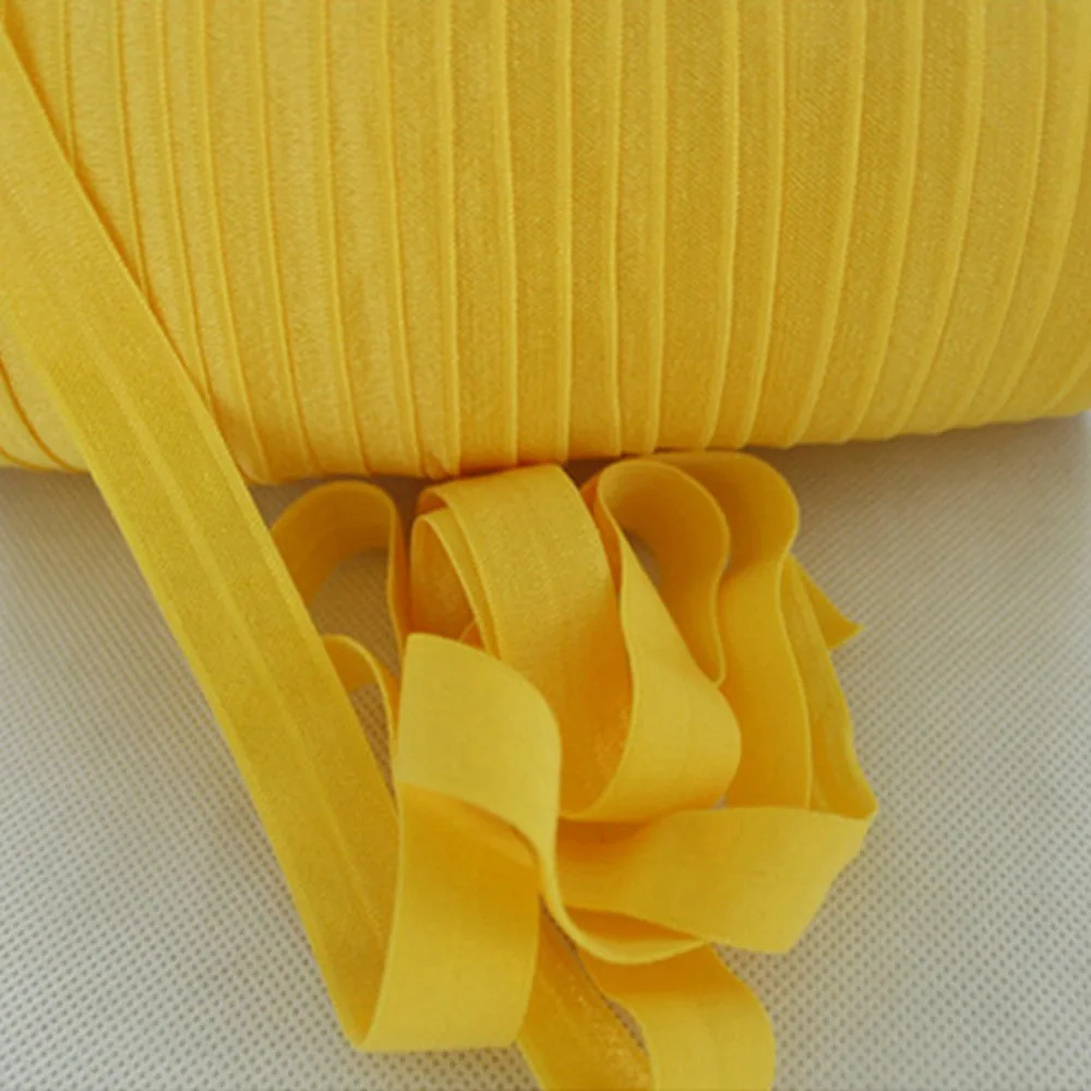 

T.R RIBBON #645 Daffodil yellow 5/8" FOE elastic, solid Fold Over Elastic FOE for Headbands 50yards and 100yards/lot FOE015-645