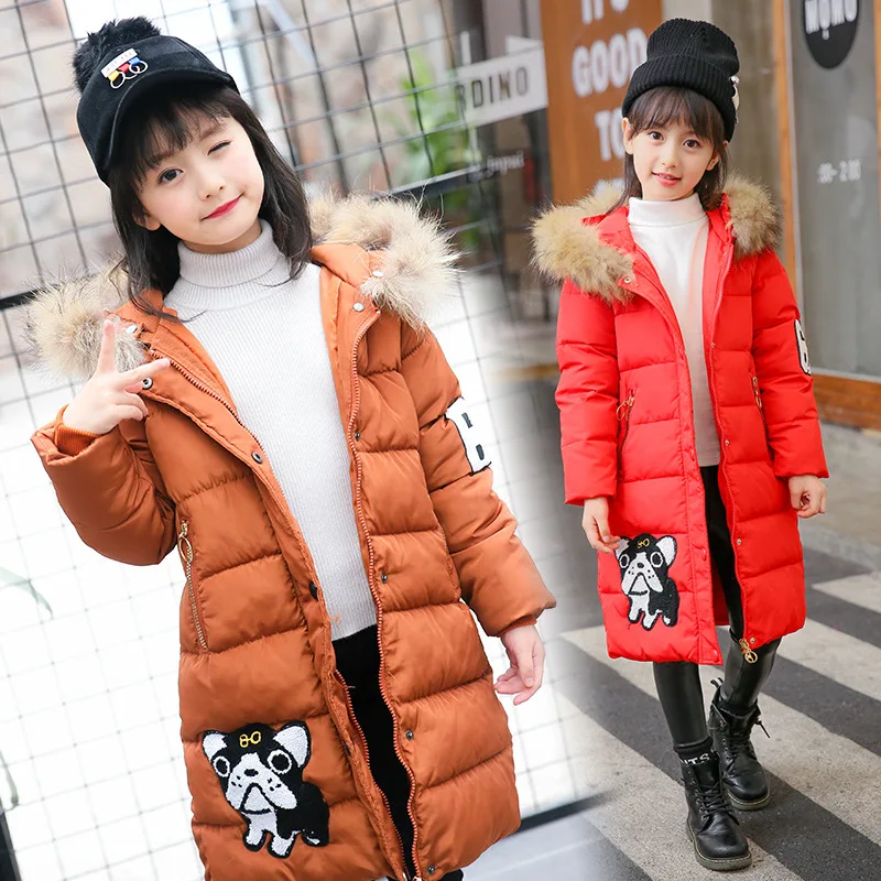 

-30 Degrees Girls Clothing Warm Down Cotton Jacket for Girl Clothes 2018 Winter Thicken Parka Faux Fur Hooded Children Outerwear