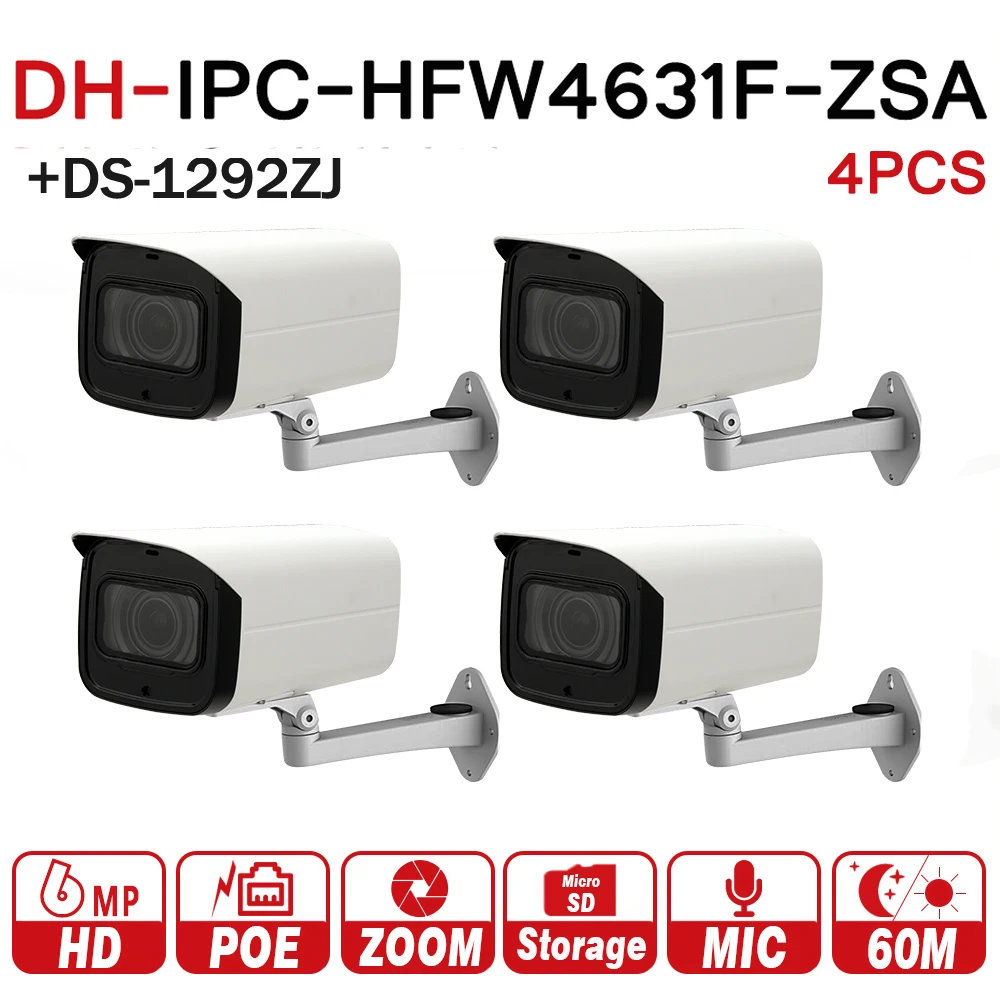 DH IPC-HFW4631F-ZSA 6MP Network IP Camera 2.7-13.5mm VF Lens Bullet 60m IR Micro SD Card Slot Built-in MIC IP67 IK10 4pcs/lot