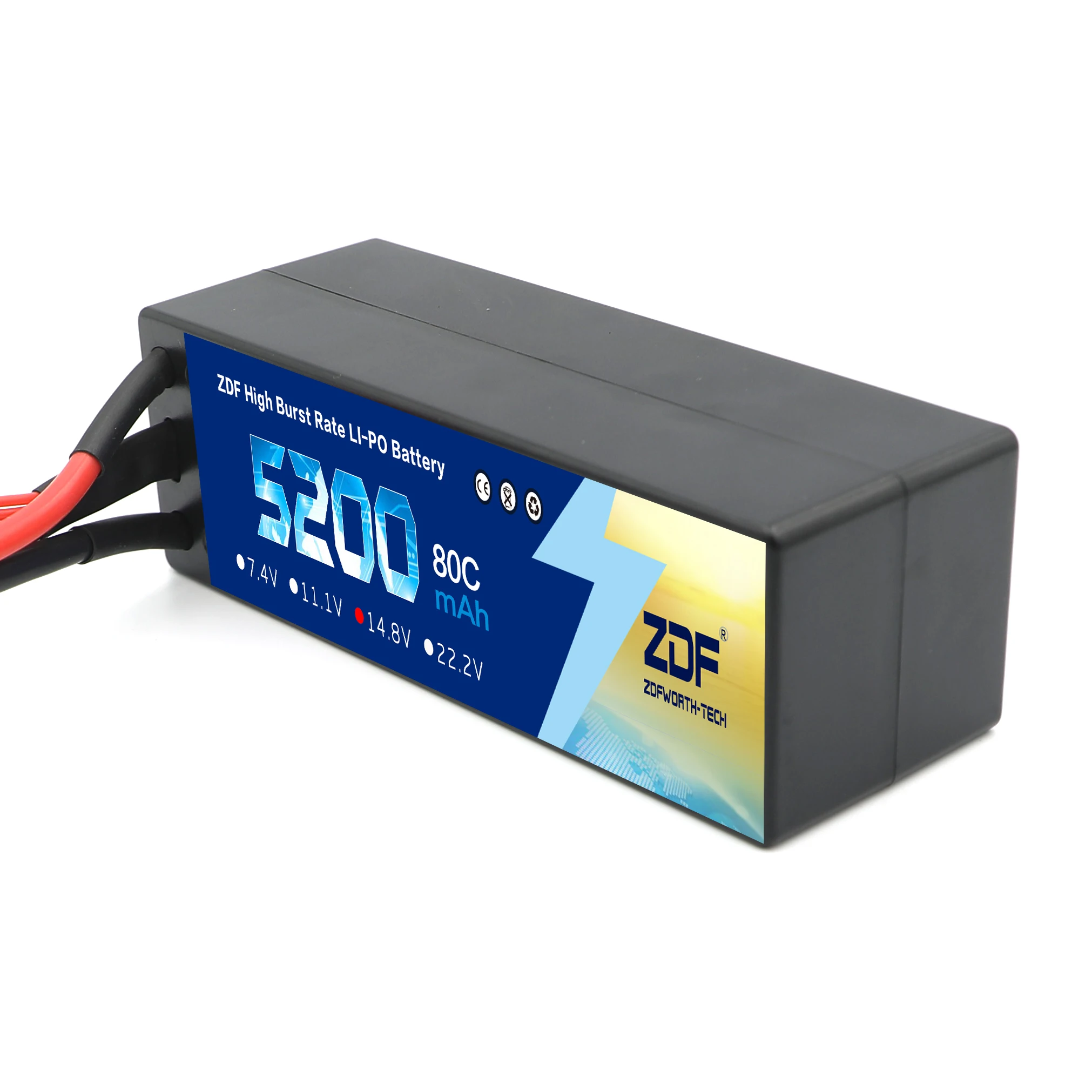 ZDF Lipo Аккумулятор 7,4 V 11,1 V 14,8 V 5200mah 6200mah Hardcase 2S 3S 4S 80C 160C 1/10 1/8 весы для Traxxas Slash 4x4 RC автомобилей лодки