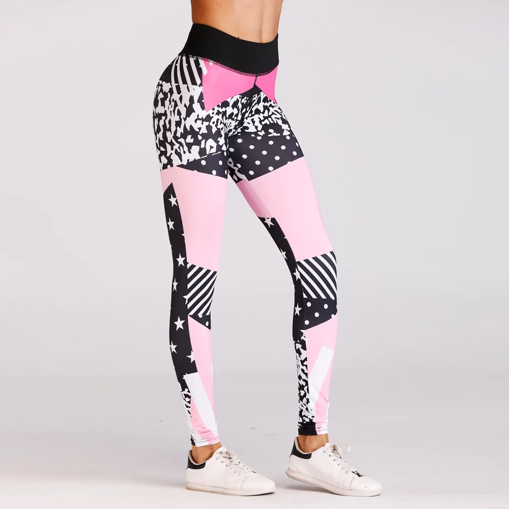 Women Leggings For Sporting High Waist Elastic Star