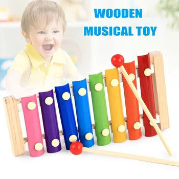 

Preschool Kids Knock Piano Octave Wooden Toy Beat Xylophone Music Education Toy YJS Dropship