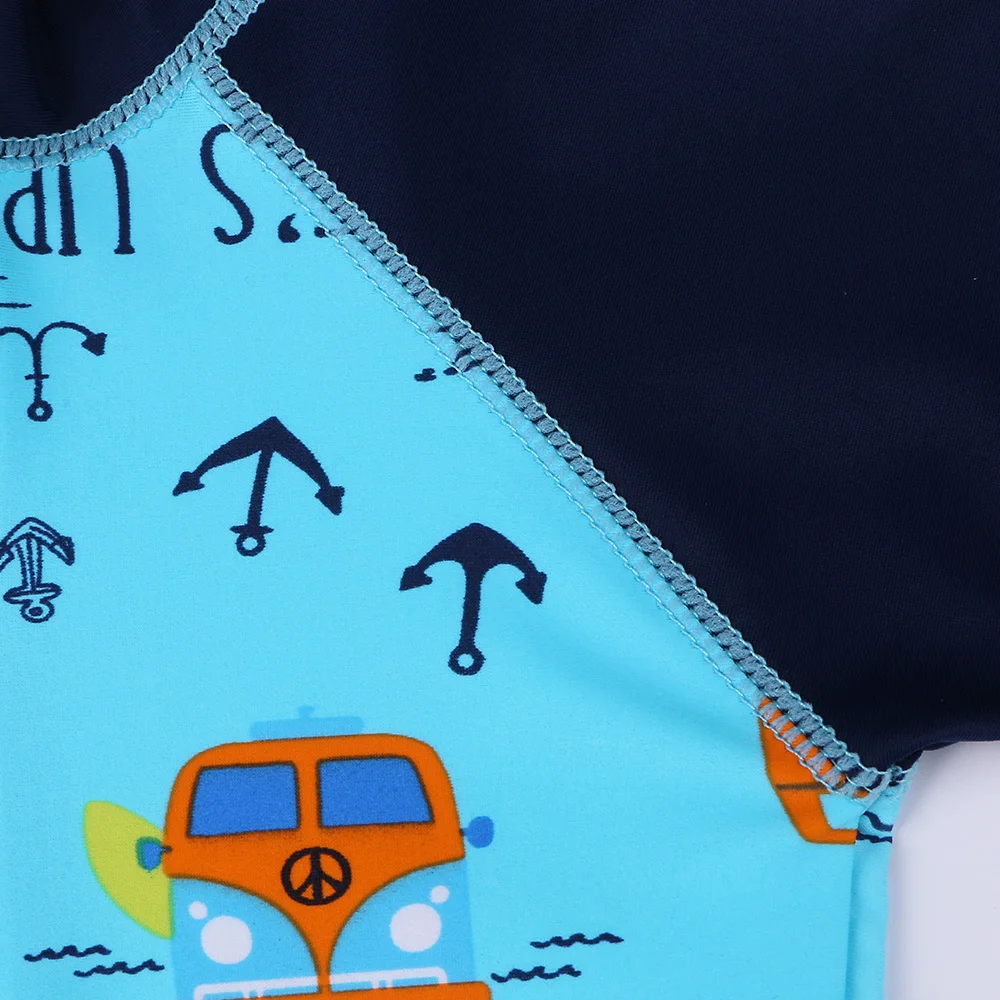 BAOHULU/ слитный купальник для маленьких мальчиков с молнией и машинкой, хлопковый купальный костюм с УФ-защитой UPF50+ купальный костюм детский купальный костюм для мальчиков