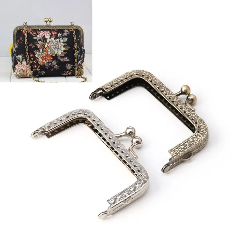 

JAVRICK Rectangle Metal Purse Bag Frame Kiss Clasp Lock Bag Jewelry Accessories 8.2cm x 4.5cm