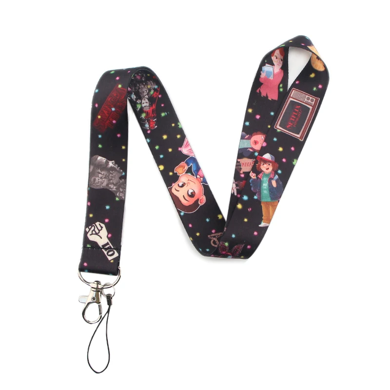 Stranger things Cartoon lanyards for keys in mobile phone straps necklace card holders webbing ribbons keychain keyring E0691