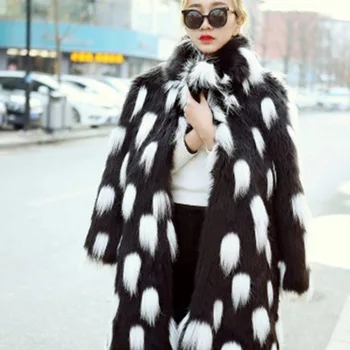 

S-6XL Europe and America New Fashionable Ladies Winter Clothes Imitation Fox Fur Long Overcoat Oversize Warm Women Trench Coat
