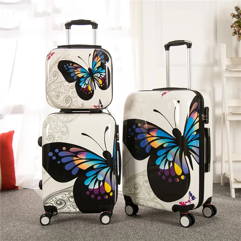 Fashion PC Rolling Luggage Set With Cosmetic Case Spinner Brand Travel ...