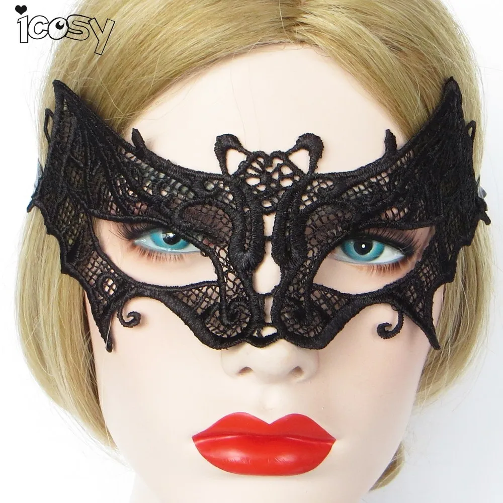Buy 1Pcs Black Hollow Lace Eye Mask For Halloween
