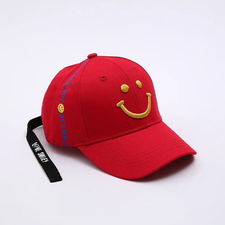 Хлопок малыш улыбка вышивка бейсболки для женщин весна мальчик ребенок повседневное регулируемая бейсболка шляпа Кепка кость Gorros - Цвет: Smile Red