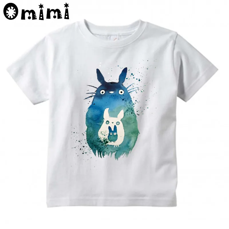 Детская футболка с рисунком аниме «Тоторо» для мальчиков и девочек; милые повседневные топы с короткими рукавами; детская забавная футболка - Цвет: oHKP3034Q