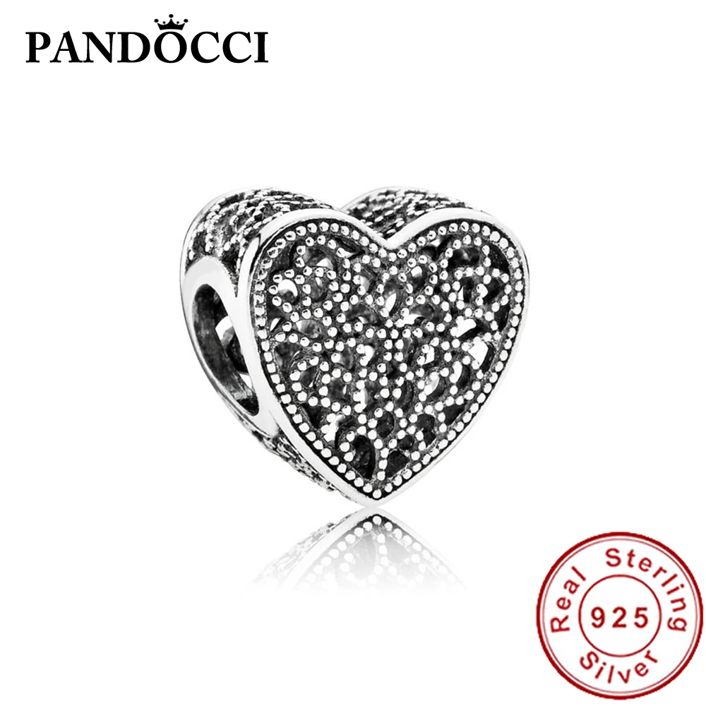 

PANDOCCI 100% 925 Sterling Silver 791811 OPENWORK ROMANCE HEART CHARM European Ladies Jewelry Original Manufacturers Wholesale