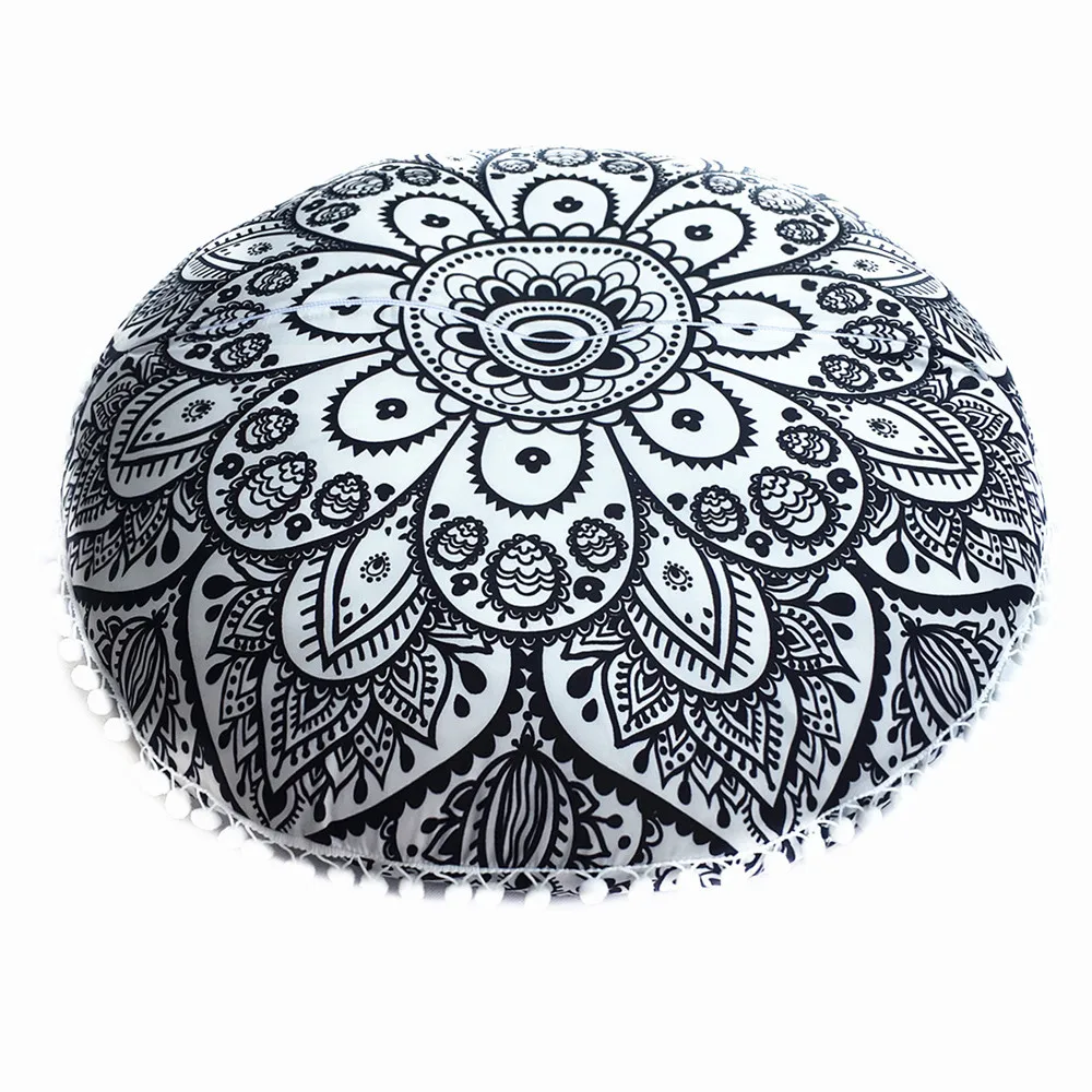 

Cushion Cover Polyester Round Indian Mandala Floor Pillows Round Bohemian Cushion Pillows Cover Huge Case Pillowcase Nov23