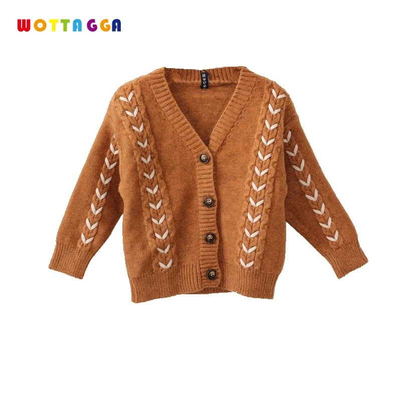 

WOTTAGGA 2018 New Sweater Boys Autumn Cardigan Fashion Basing Coat Long Sleeve Lacing Kids Clothing 2-6Y Boys Cardigan