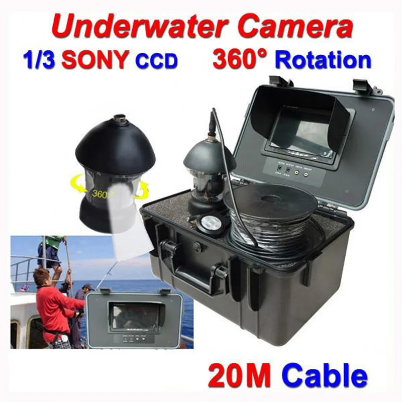 7 дюймовый монитор на расстоянии до 20 м кабель 600TVL подводная рыбалка Камера видео комплект SONY CCD 360 градусов подводное плавание