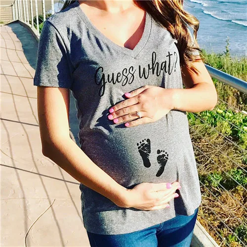 Puseky футболки для беременных с коротким рукавом Повседневная одежда для беременных с буквенным принтом женская одежда для беременных футболки для беременных - Цвет: Grey