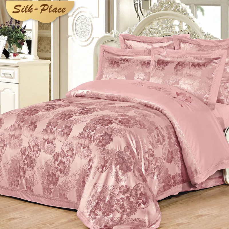  SILK PLACE Comforter Bedding Sets Satin Luxury Bed Sheet New Fashion Designer Jacquard Duvet Cover 