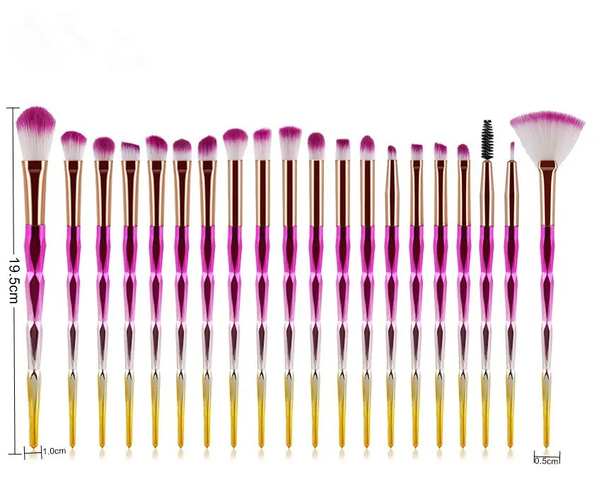 20 шт. набор алмазных кистей для макияжа, пудра, основа для губ, подводка для глаз, кисть для растушевки теней, набор для макияжа Pincel Maquiagem
