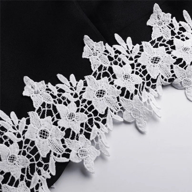 XL-5L Fashion Women Plus Size Off Shoulder Lace Cross Asymmetrical Appliques Dress Solid Party Dress Soft Summer Clothes 40MA21 (9)