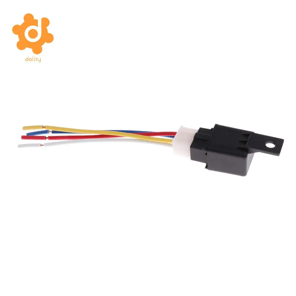  4 Pieces Car 12V 40A 4 Pin SPST Air Conditioning Relay with Harness Socket