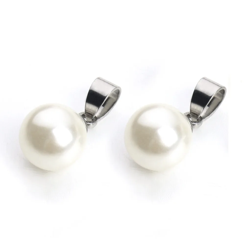 

2pcs/lot Stainless Steel Silver Imitation Pearl Charms Pendants for Women DIY Necklace Bracelets Earring Making Findings F2233