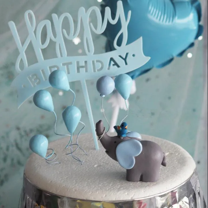 

Cute Elephant Cupcake Toppers Gender Reveal Favors Baby Shower Christening Birthday Party Decoration Wedding Cake Decorations