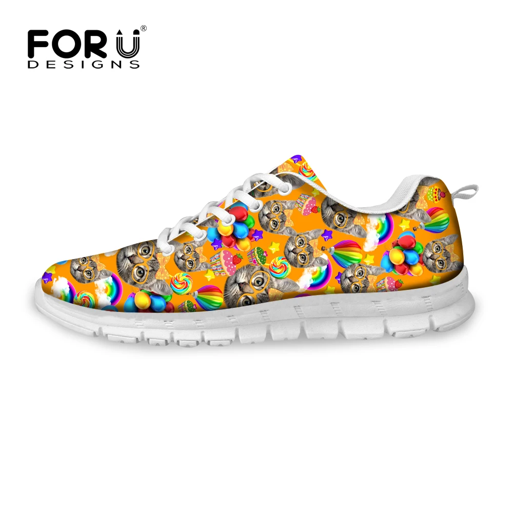 

Kawaii Kitty Cat Printed Women Flats Walking Fitness Shoes Female Comfort Breathable Mujer Zapatos Platform Shoes For Ladies