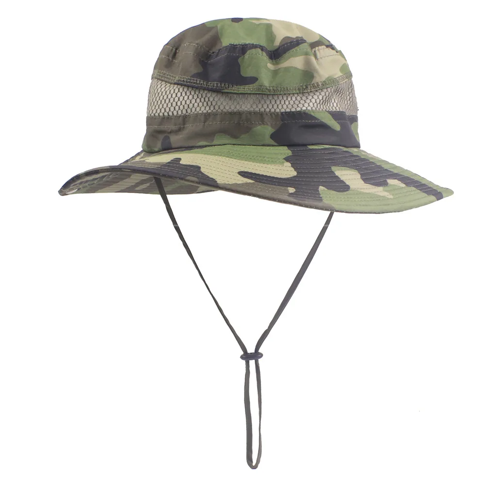 Mens Summer Wide Brim Fishing Hats Male Outdoor Sun Protection