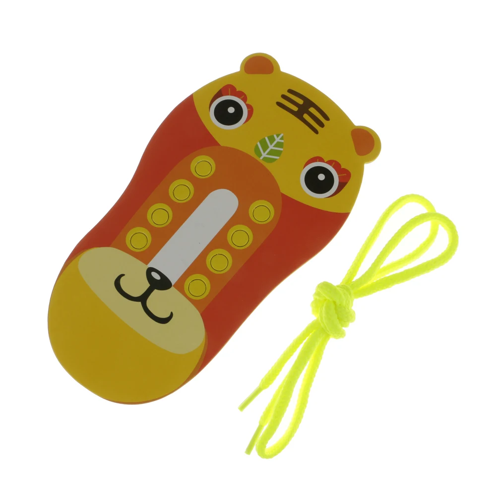 

DIY Kids Toddler Wooden Lacing Shoes Tie Shoelaces Teaching Educational Toys Random Color