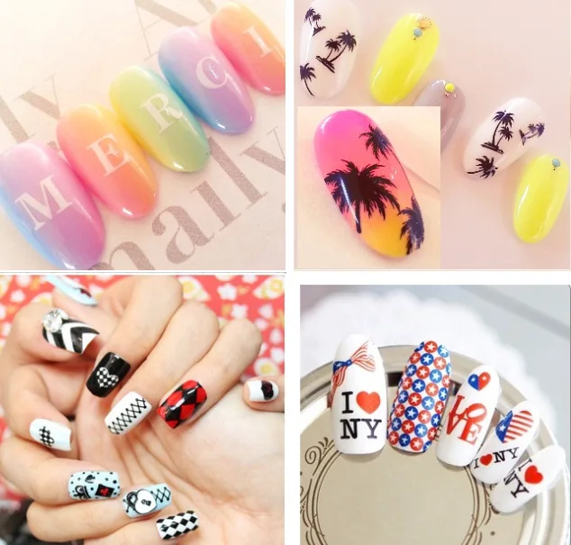 

5 sheet 3D Nail Sticker Mixed Colorful Designs Nail Stickers Decals Korean Women Makeup Water Tattoos Manicure Tool DLS243-257