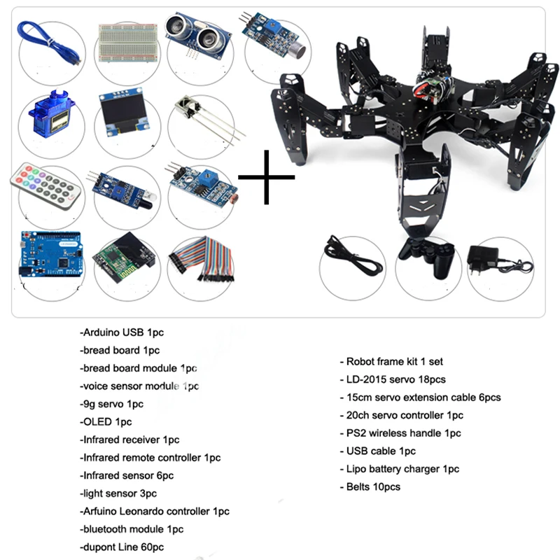 CR 6 Hexapod Robtics ногий робот паук с 20 канальным контроллером сервопривода Arduino deldevelop