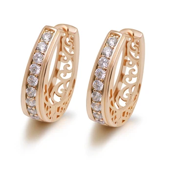 

MxGxFam Oval New Hollow Style Hoop Earrings For Women Fashion Jewelry Gold color AAA+ Zircon Good Quality