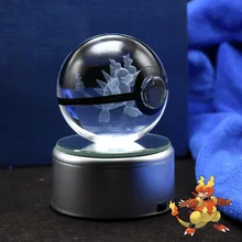 Популярные Pokemon Go Magmar 3D лазерная гравировка Pokeball хрустальный шар рождественские подарки