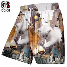 OGKB мужские летние крутые пляжные шорты с принтом монстра Китти 3D Бермуды шорты для плавания мужские хип-хоп Уличная панк эластичные брюки