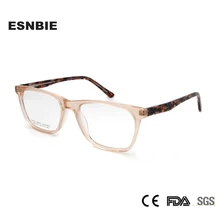 ESNBIE ацетатные Женские квадратные очки, женские оптические очки, оправа с полной оправой, цветные оправы, розовые, оранжевые