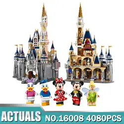 Модель Building Block Малыш DIY игрушка день рождения совместимый подарок 71040 16008 Золушка Принцесса замок город набор 4080 шт
