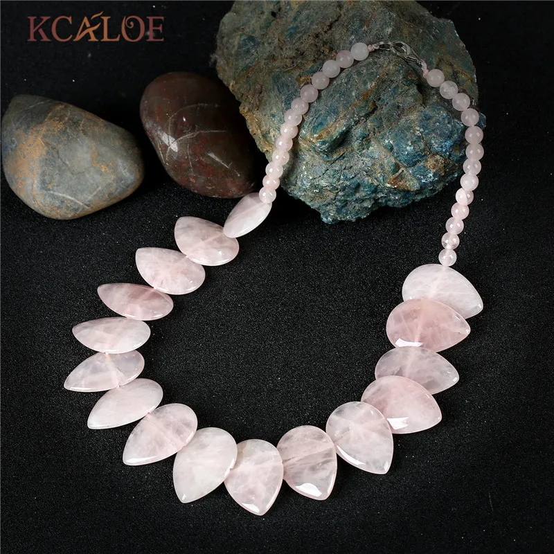 KCALOE semi-drahé kameny růžový křemen náhrdelník 2017 ručně vyráběné módní šperky Waterdrop velké přírodní ženy náhrdelníky