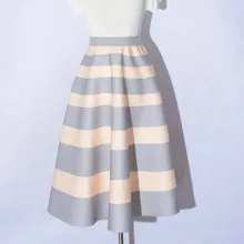 Бежевая полосатая эластичная юбка миди с высокой талией для женщин, зимние осенние юбки