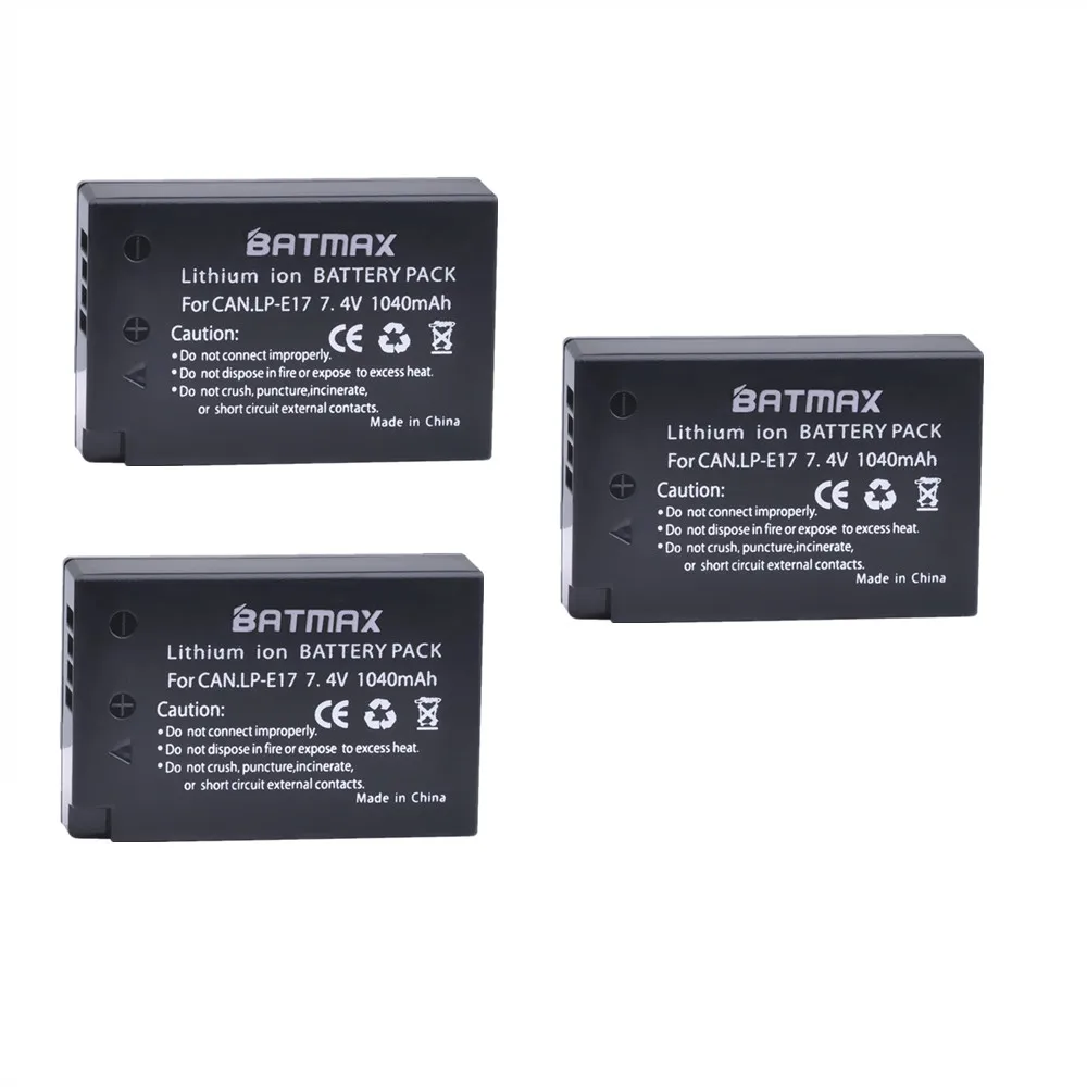 Batmax 3xBateria LP-E17 LPE17 LP E17 Camera Battery for Canon EOS 760D 800D T6i 750D T6s M3 M5 8000D Kissx8i Cameras | Электроника