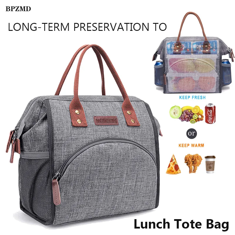 BPZMD Горячая новинка большая портативная Изолированная Брезентовая сумка для обеда, для пикника, Термосумки для женщин, детей, мужчин, сумка-холодильник для обеда, сумка-тоут