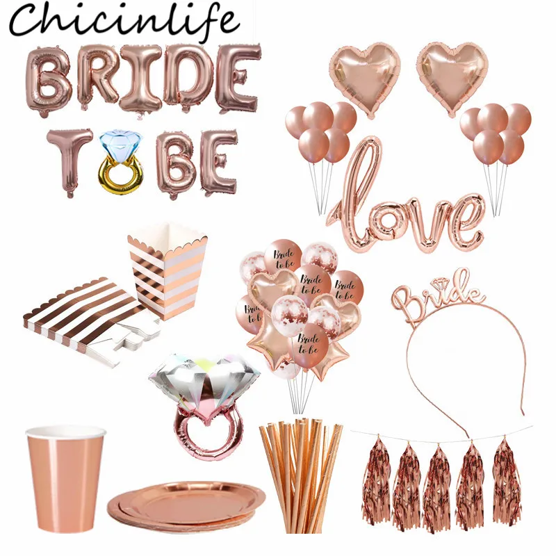 Chicinlife розовое золото буквы "Bride to be" Фольга шар Тиара волос в виде короны кольцо с бриллиантом шар девичник вечерние поставки