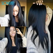Yaki straight full lace wig virgin human hair light italian yaki straight lace front wig baby hair for black women 130 density