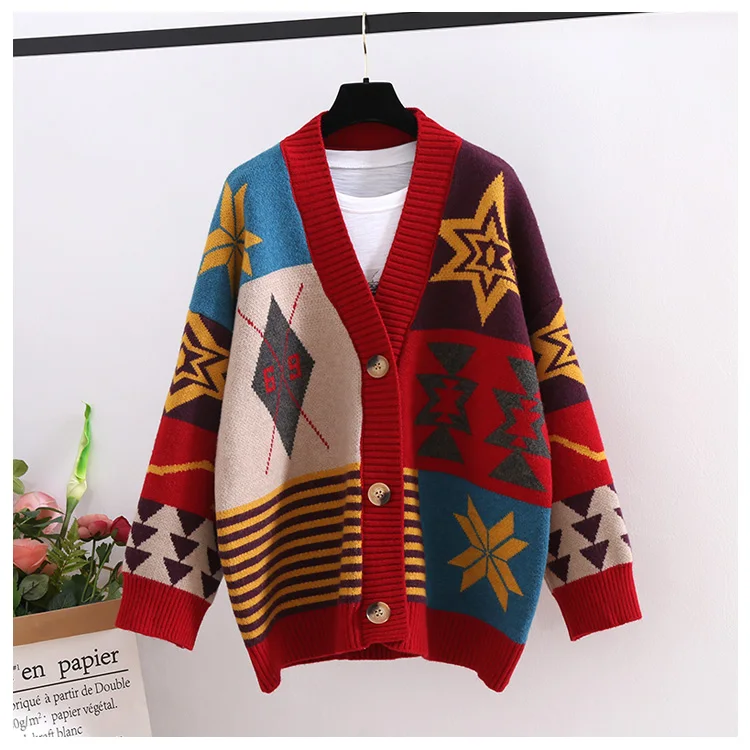 

2019 European Fashion Women Long Sweater Cardigans Vneck Vinatge Casual knit Jumpers Long KNit Coat Fashion Women Sweater